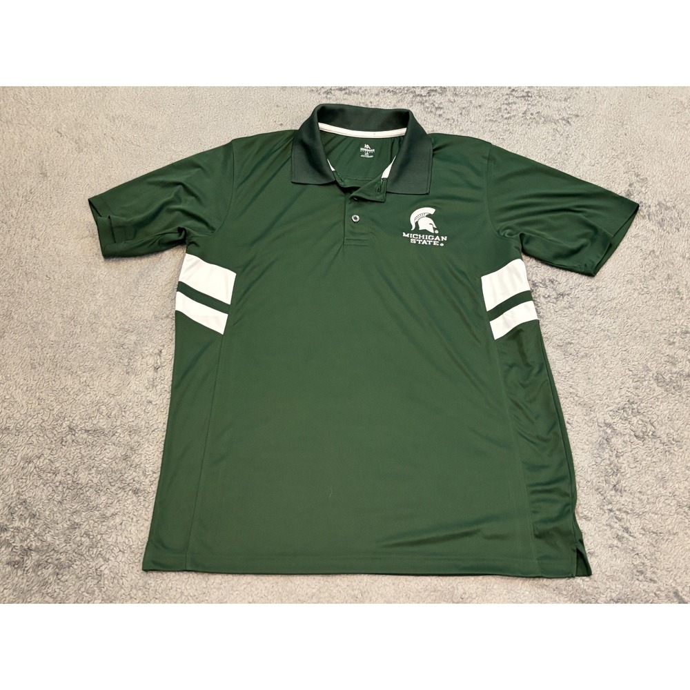 Knights Apparel Michigan State Spartans Polo Shirt Green MSU Mens Large 42/44